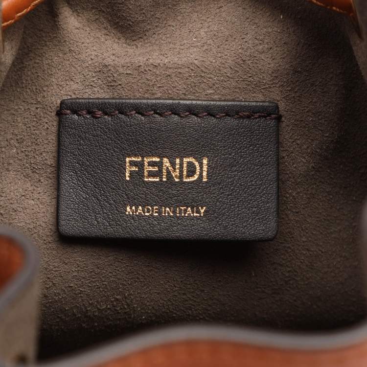 Pre Owned Fendi Brown Leather Mini Mon Tresor Bucket Bag