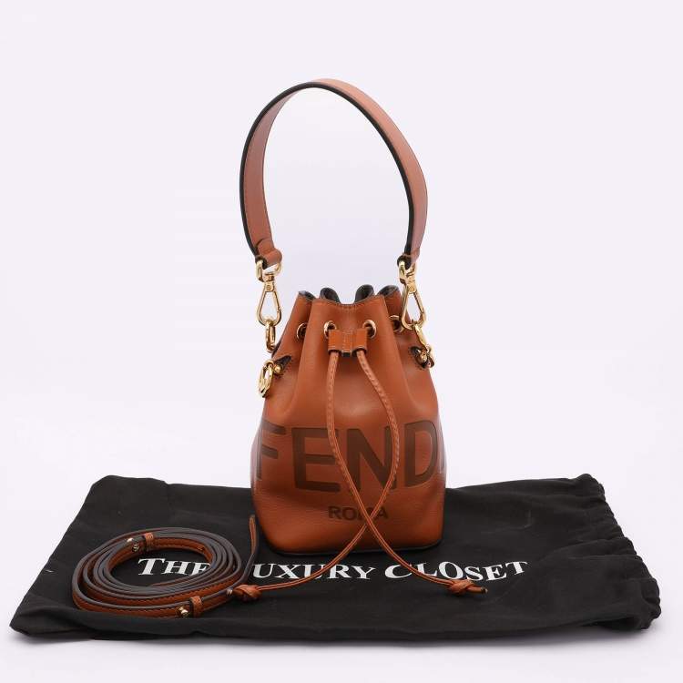 Pre Owned Fendi Brown Leather Mini Mon Tresor Bucket Bag