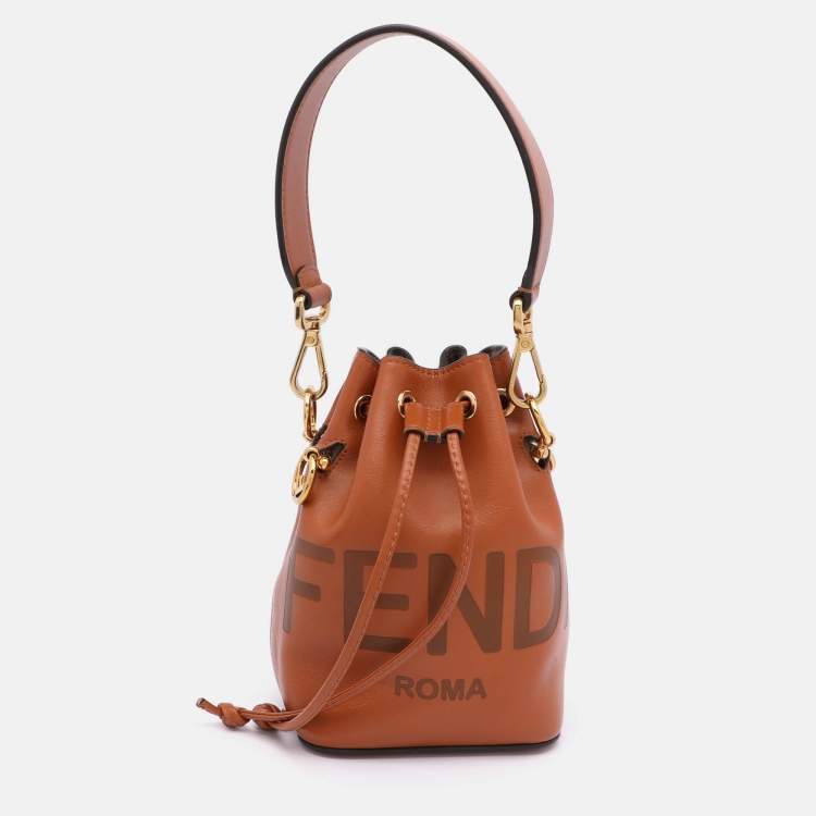 Pre Owned Fendi Brown Leather Mini Mon Tresor Bucket Bag