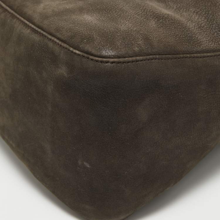 Pre Owned Fendi Dark Brown Nubuck Shimmer Leather Mama Forever Shoulder Bag