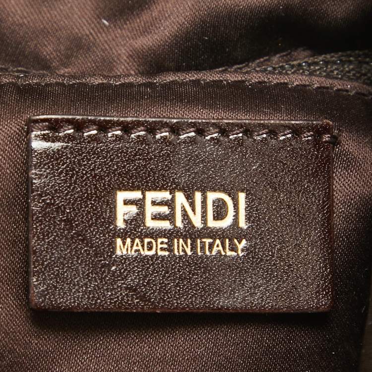 Pre Owned Fendi Dark Brown Nubuck Shimmer Leather Mama Forever Shoulder Bag