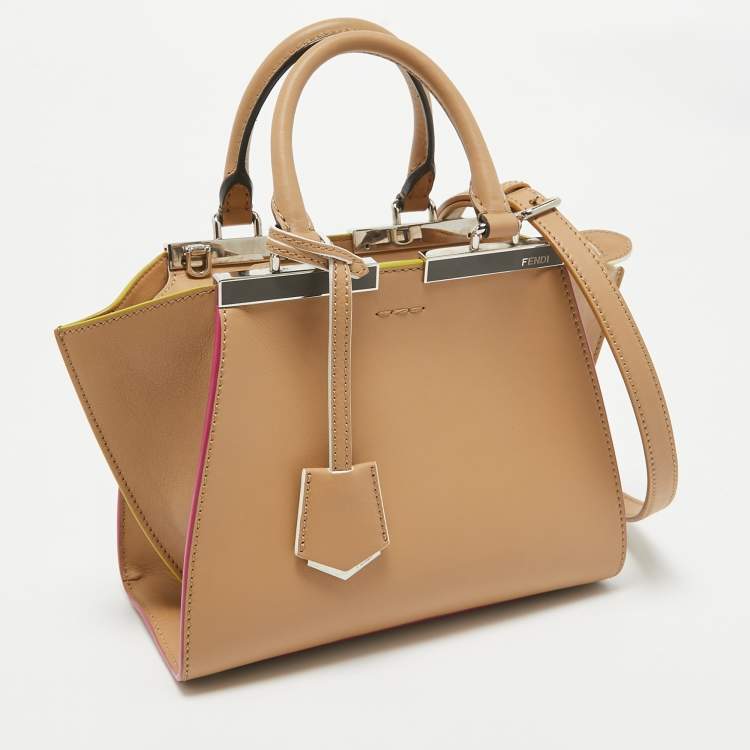 Pre Owned Fendi Beige Leather Mini 3Jours Tote