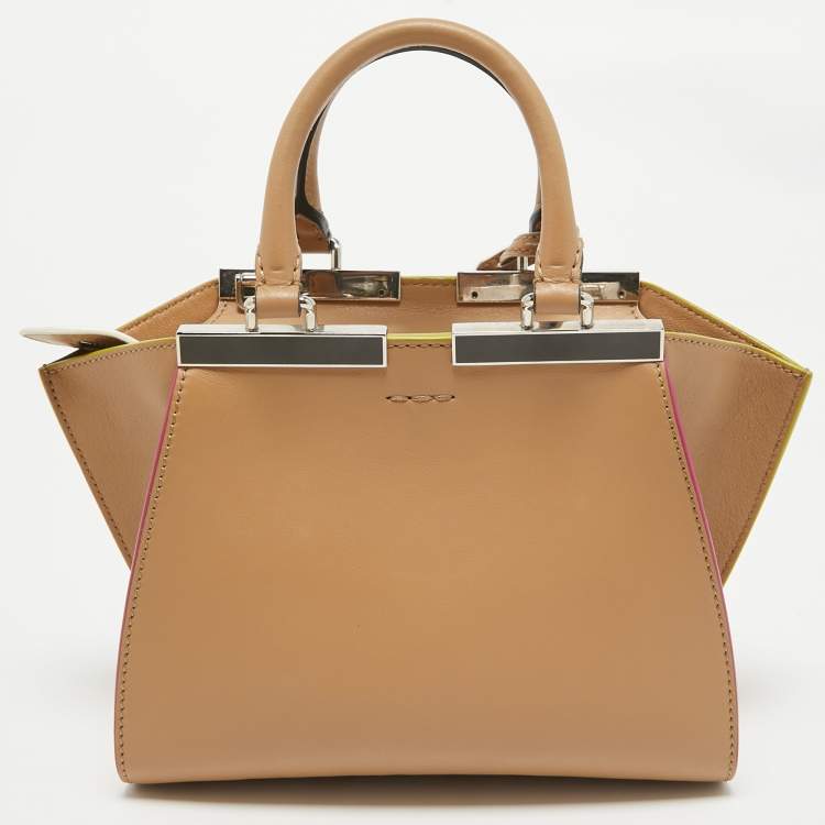 Pre Owned Fendi Beige Leather Mini 3Jours Tote