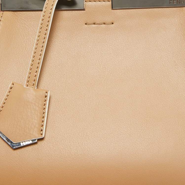 Pre Owned Fendi Beige Leather Mini 3Jours Tote