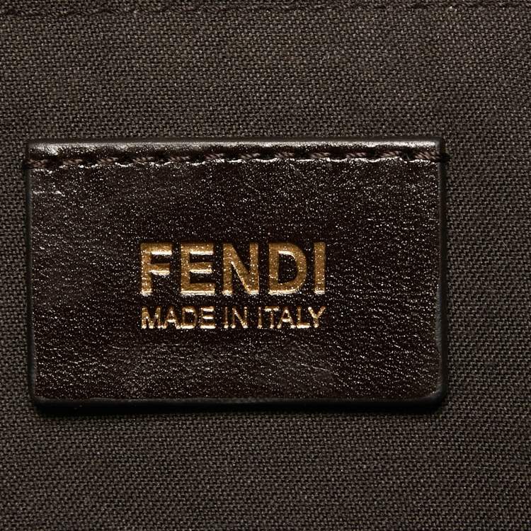 Pre Owned Fendi Brown Zucca Canvas and Patent Leather Mia Flap Shoulder Bag
