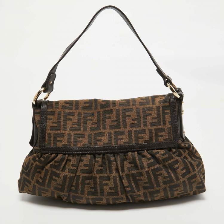 Pre Owned Fendi Tobacco Zucca Canvas and Leather Medium Chef Shoulder Bag