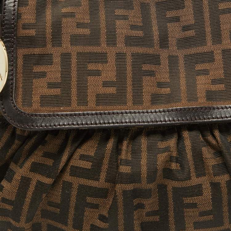 Pre Owned Fendi Tobacco Zucca Canvas and Leather Medium Chef Shoulder Bag