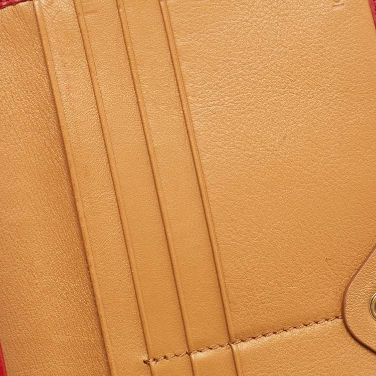 Pre Owned Fendi Red/Brown Stripe Canvas and Leather Flap Continental Wallet
