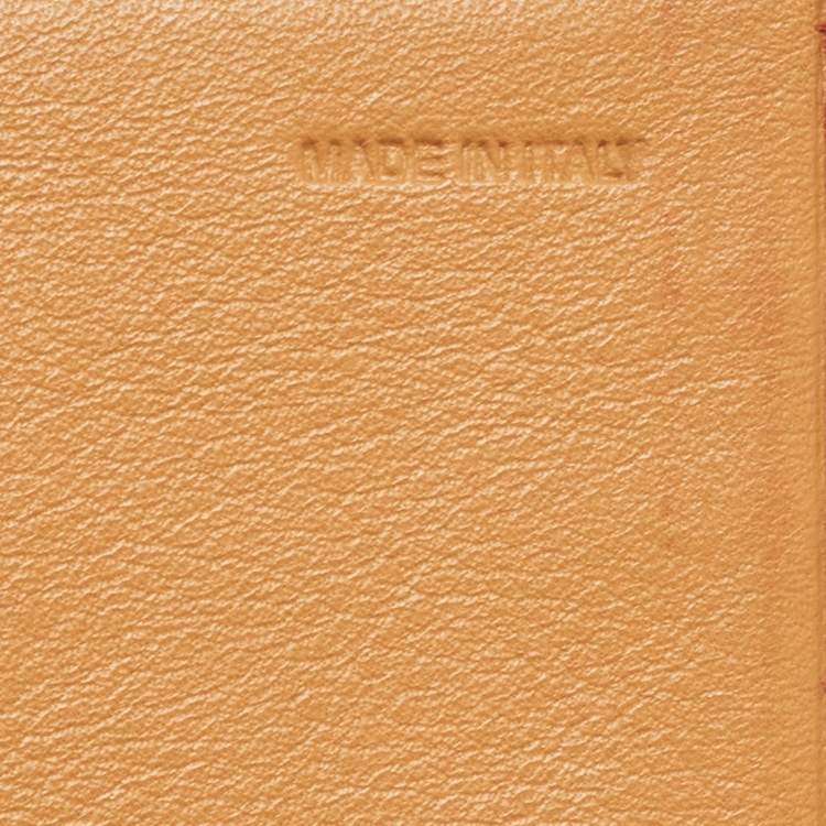 Pre Owned Fendi Red/Brown Stripe Canvas and Leather Flap Continental Wallet