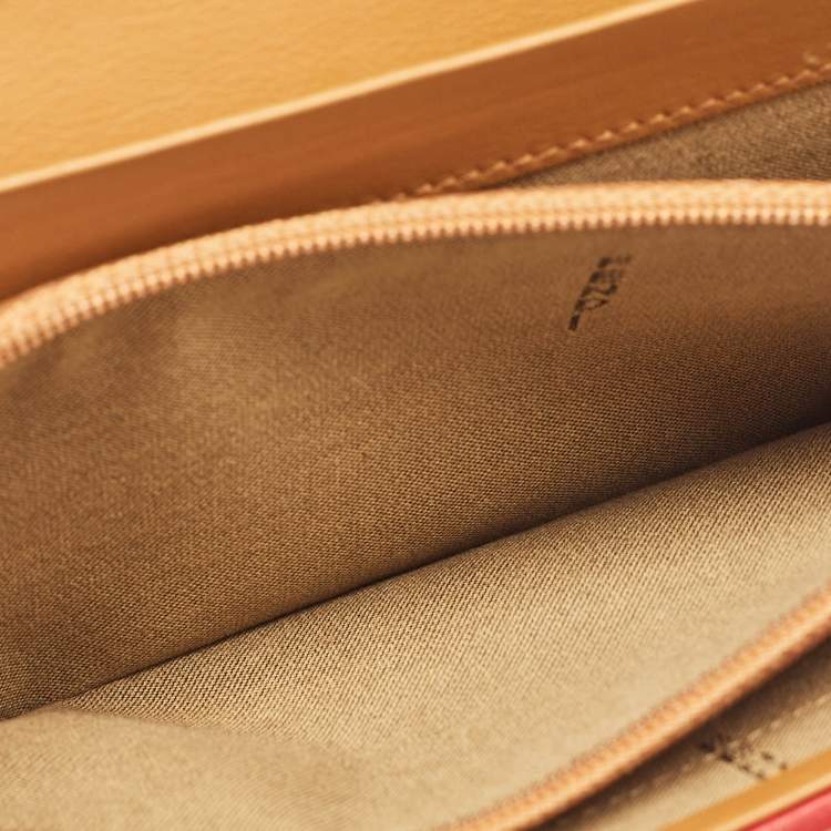 Pre Owned Fendi Red/Brown Stripe Canvas and Leather Flap Continental Wallet