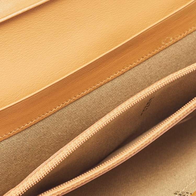 Pre Owned Fendi Red/Brown Stripe Canvas and Leather Flap Continental Wallet