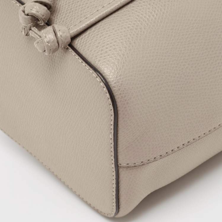 Pre Owned Fendi Grey Leather Mini Mon Tresor Drawstring Bucket Bag