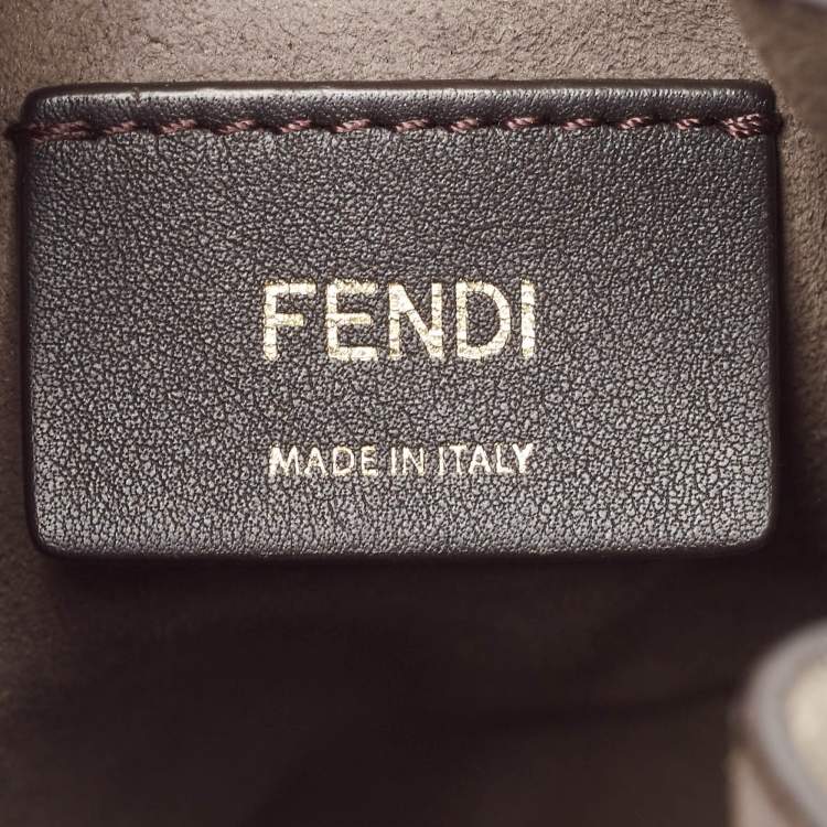 Pre Owned Fendi Grey Leather Mini Mon Tresor Drawstring Bucket Bag