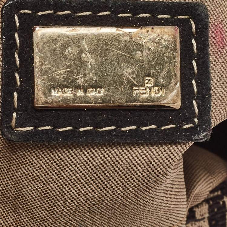 Pre Owned Fendi Black/Beige Zucchino Canvas Mini Mama Baguette Bag