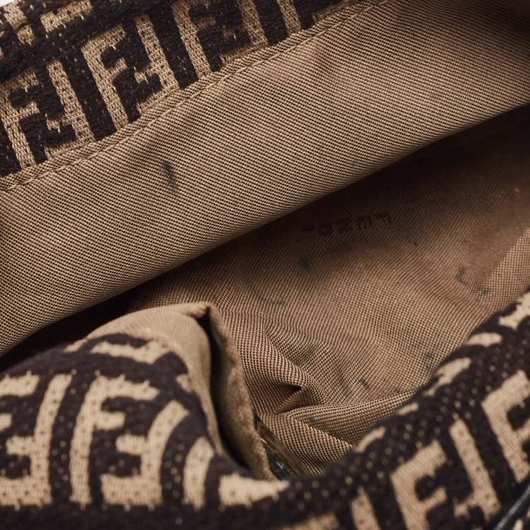 Pre Owned Fendi Black/Beige Zucchino Canvas Mini Mama Baguette Bag