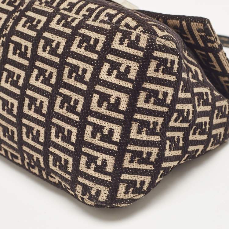 Pre Owned Fendi Black/Beige Zucchino Canvas Mini Mama Baguette Bag