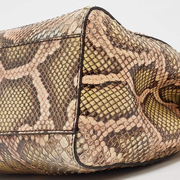 Pre Owned Fendi Multicolor Python Mini Peekaboo Top Handle Bag