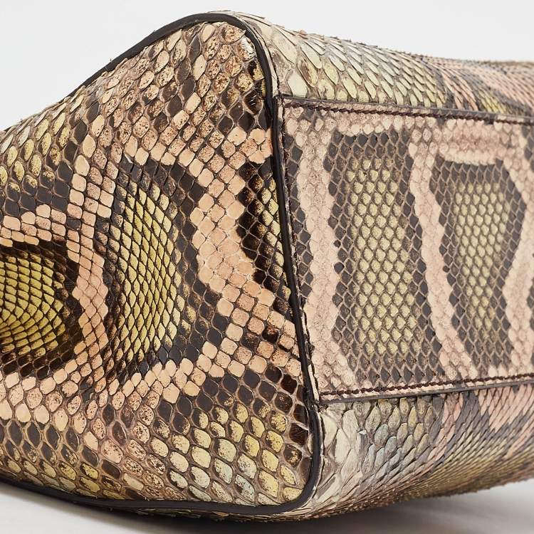 Pre Owned Fendi Multicolor Python Mini Peekaboo Top Handle Bag
