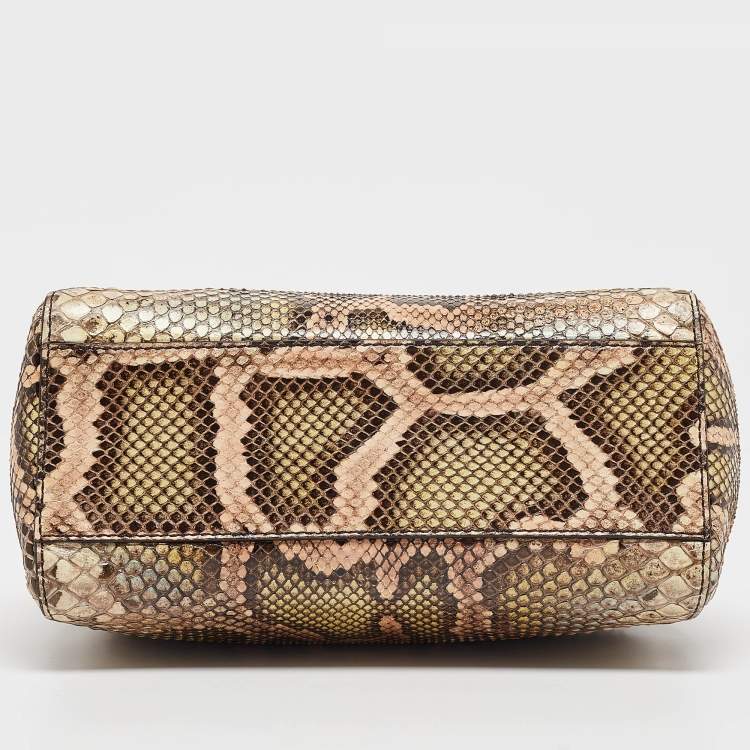 Pre Owned Fendi Multicolor Python Mini Peekaboo Top Handle Bag