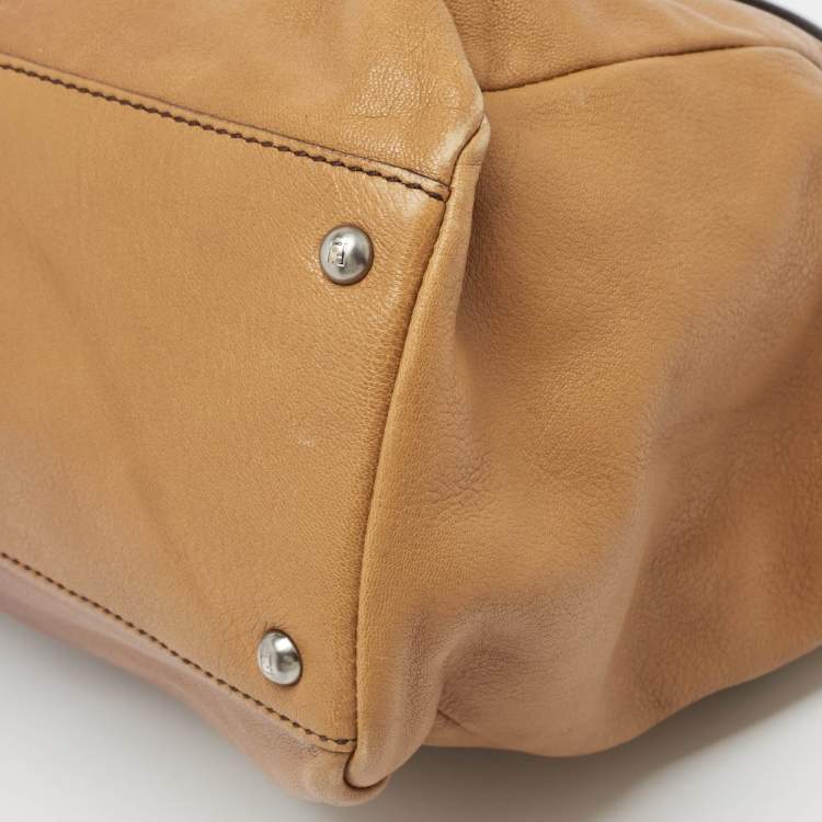 مملوكة مسبقًا Fendi Brown Ombre Leather and Calf Hair Lining Large Peekaboo Top Handle Bag