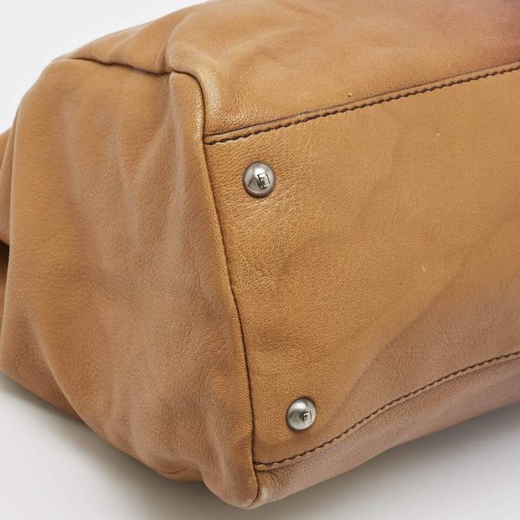 مملوكة مسبقًا Fendi Brown Ombre Leather and Calf Hair Lining Large Peekaboo Top Handle Bag