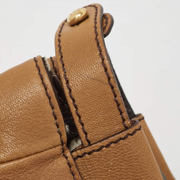 مملوكة مسبقًا Fendi Brown Ombre Leather and Calf Hair Lining Large Peekaboo Top Handle Bag