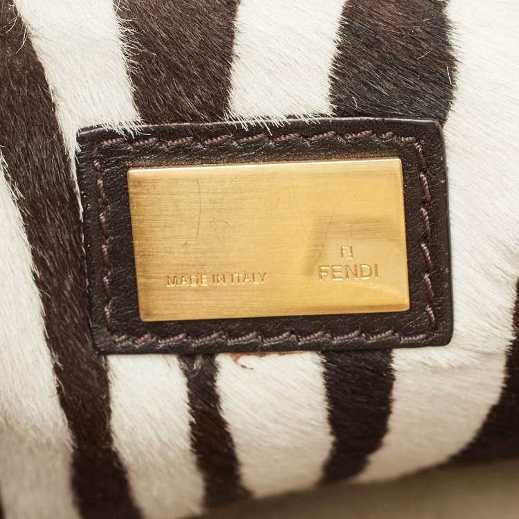 مملوكة مسبقًا Fendi Brown Ombre Leather and Calf Hair Lining Large Peekaboo Top Handle Bag
