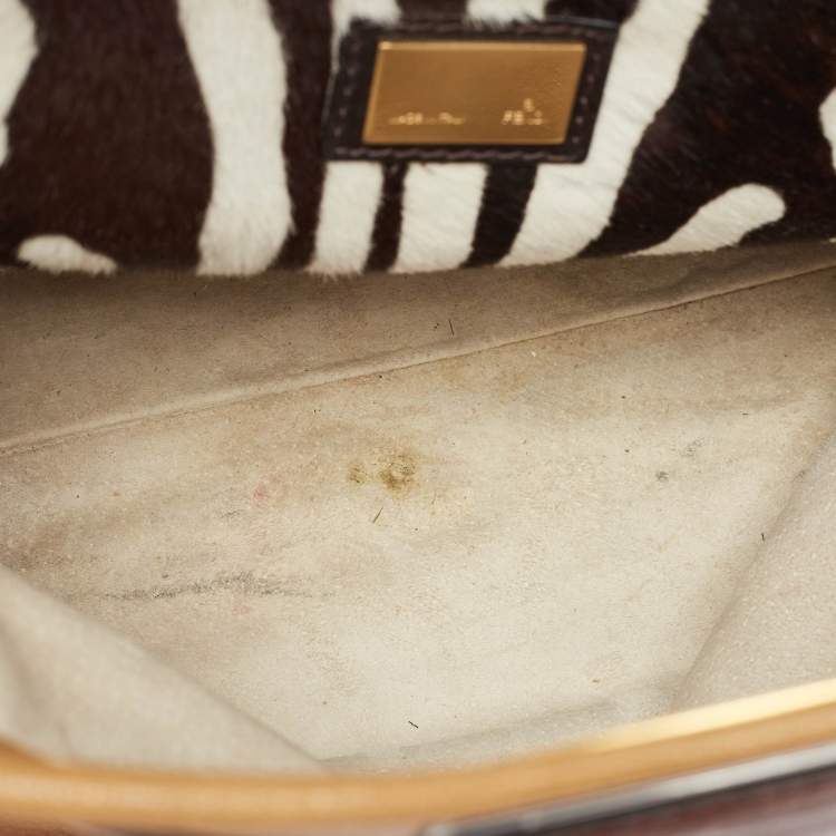 مملوكة مسبقًا Fendi Brown Ombre Leather and Calf Hair Lining Large Peekaboo Top Handle Bag