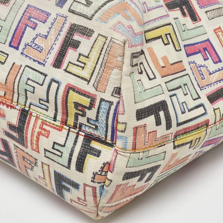 Pre Owned Fendi Multicolor Zucca Coated Canvas Large Roll Tote