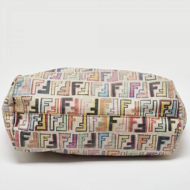 Pre Owned Fendi Multicolor Zucca Coated Canvas Large Roll Tote