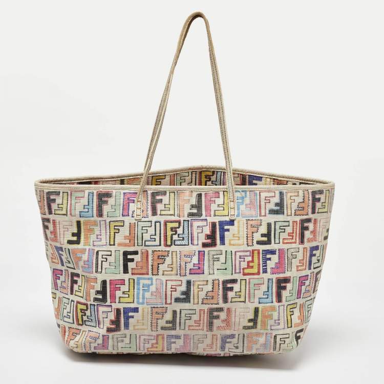 Pre Owned Fendi Multicolor Zucca Coated Canvas Large Roll Tote