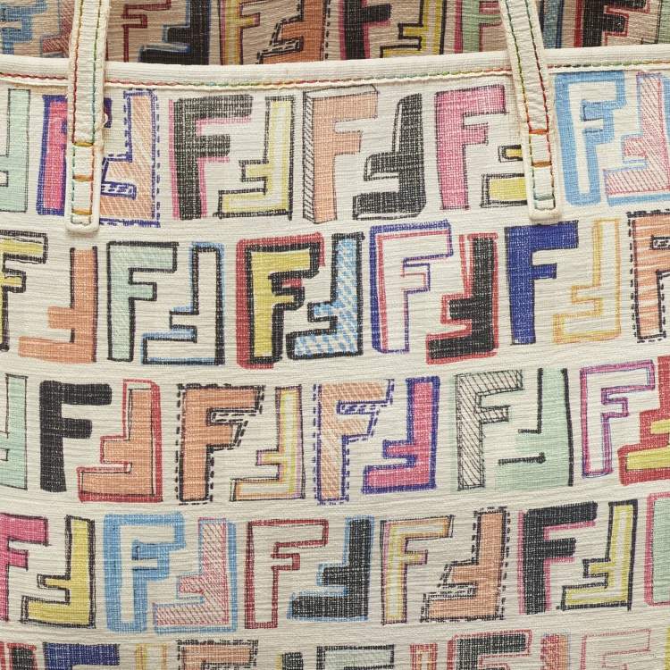 Pre Owned Fendi Multicolor Zucca Coated Canvas Large Roll Tote