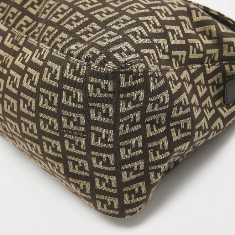 Pre Owned Fendi Brown/Beige Zucchino Canvas Baguette Bag
