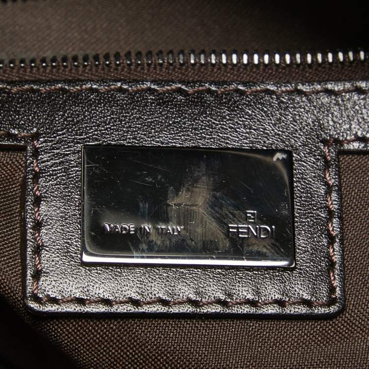 Pre Owned Fendi Brown/Beige Zucchino Canvas Baguette Bag
