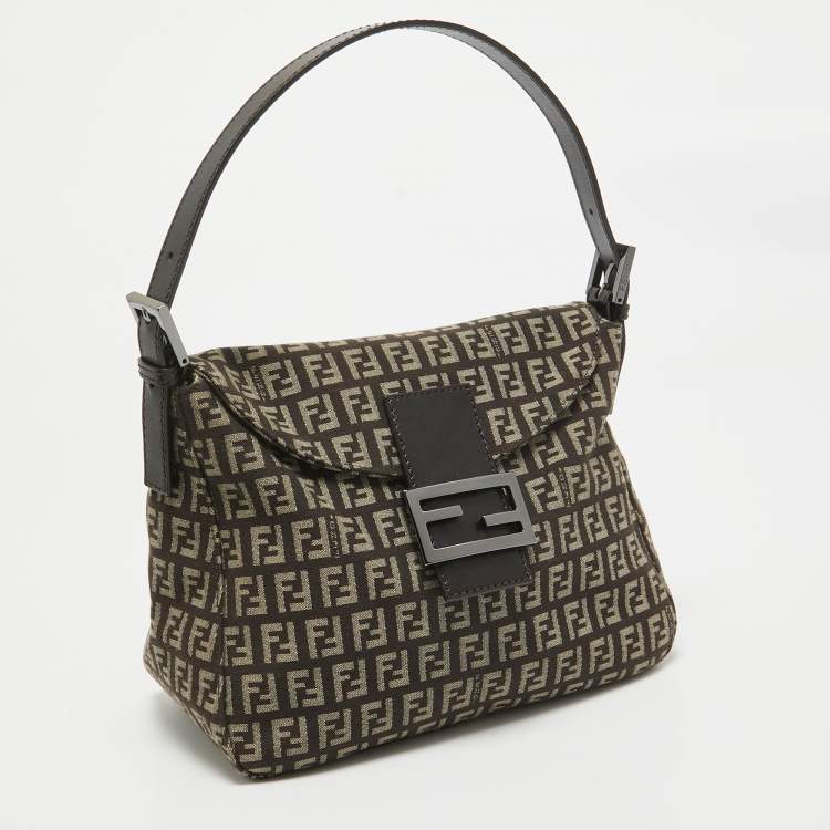 Pre Owned Fendi Brown/Beige Zucchino Canvas Baguette Bag