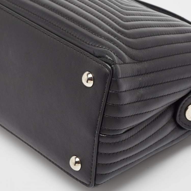 Pre Owned Fendi Black Quilted Leather Small Dotcom Click Top Handle Bag