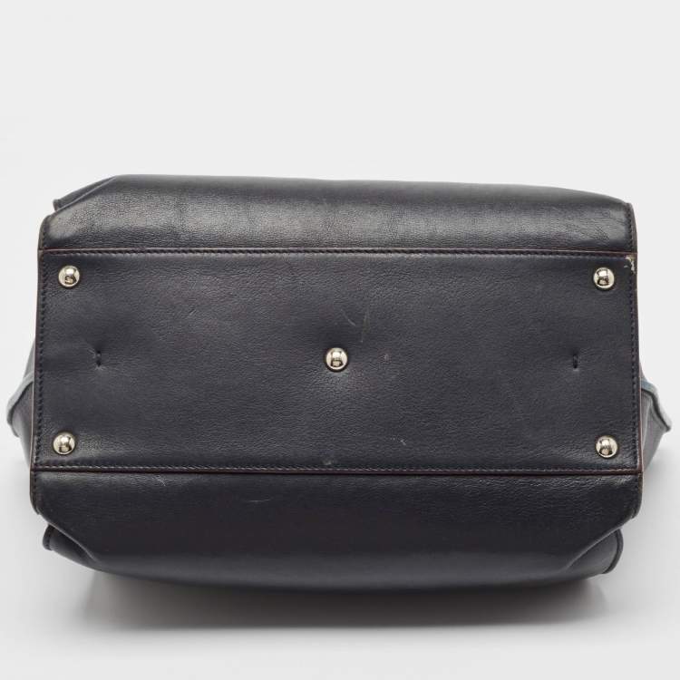 مملوكة مسبقًا Fendi Navy Blue Leather Medium 3Jours Tote
