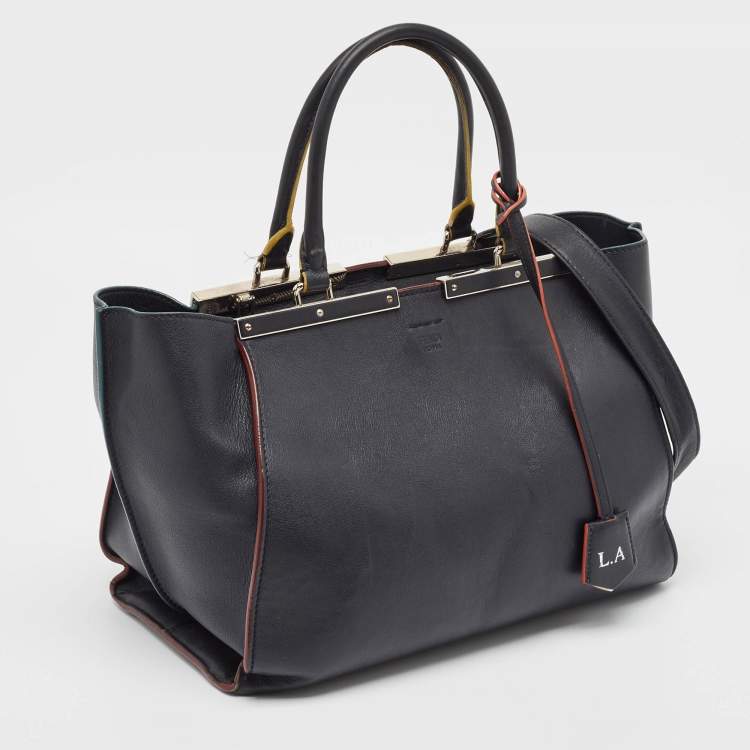مملوكة مسبقًا Fendi Navy Blue Leather Medium 3Jours Tote