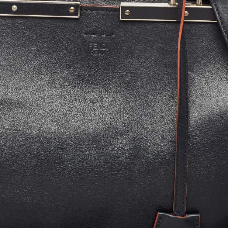 مملوكة مسبقًا Fendi Navy Blue Leather Medium 3Jours Tote