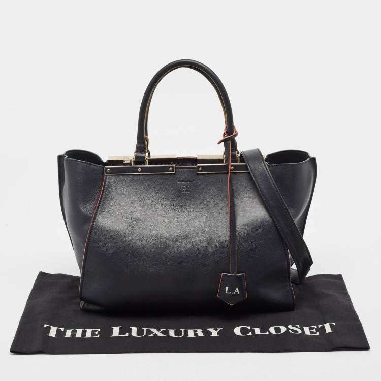مملوكة مسبقًا Fendi Navy Blue Leather Medium 3Jours Tote
