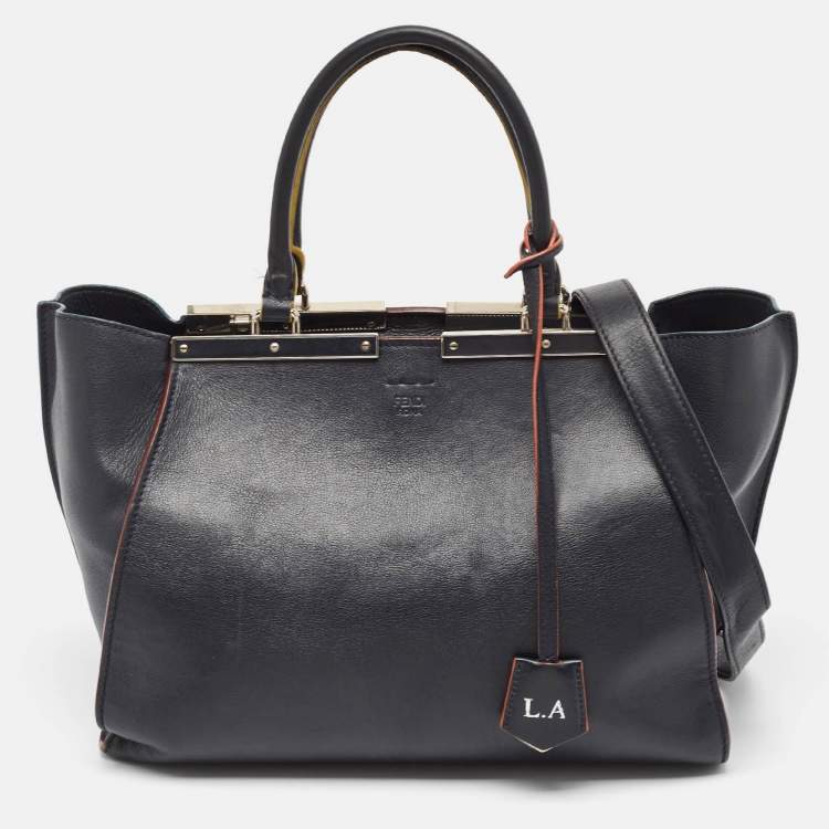 مملوكة مسبقًا Fendi Navy Blue Leather Medium 3Jours Tote