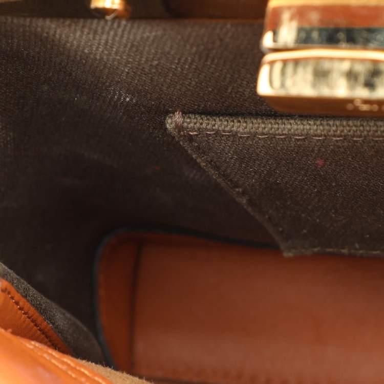 Pre Owned Fendi Brown Leather Mini Peekaboo Top Handle Bag
