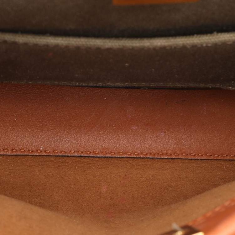 Pre Owned Fendi Brown Leather Mini Peekaboo Top Handle Bag