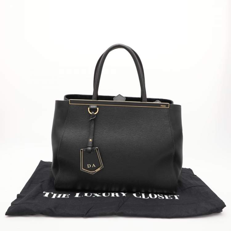 Pre Owned Fendi Black Leather Medium 2Jours Tote