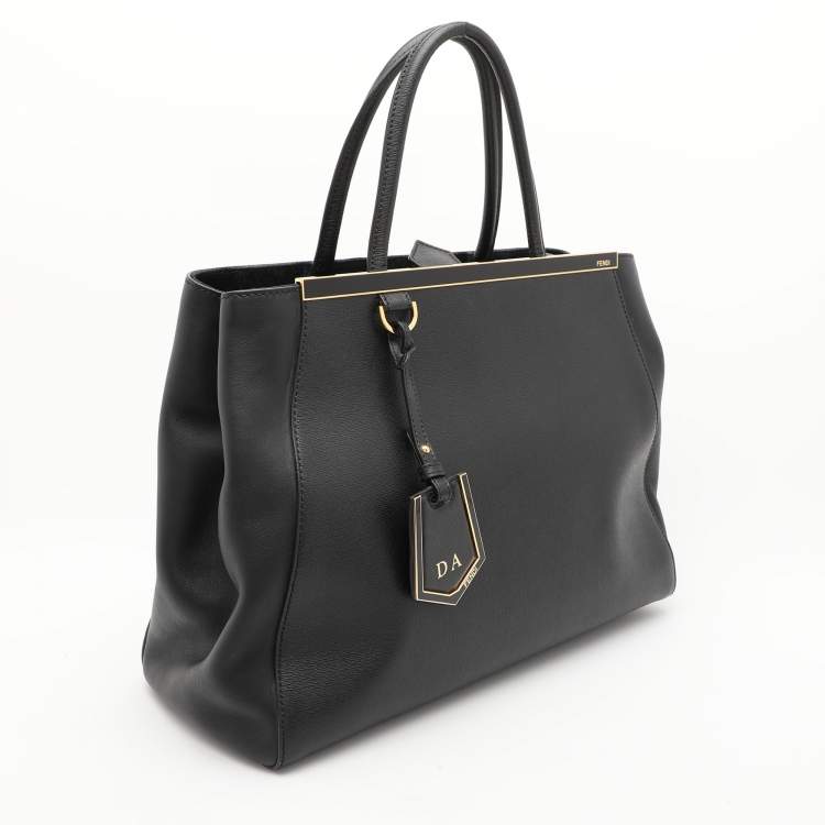 Pre Owned Fendi Black Leather Medium 2Jours Tote