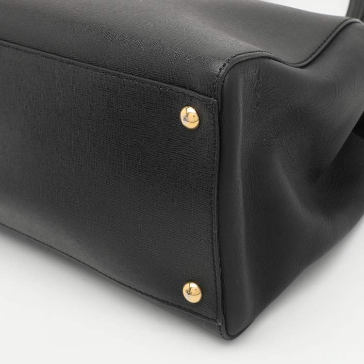 Pre Owned Fendi Black Leather Medium 2Jours Tote