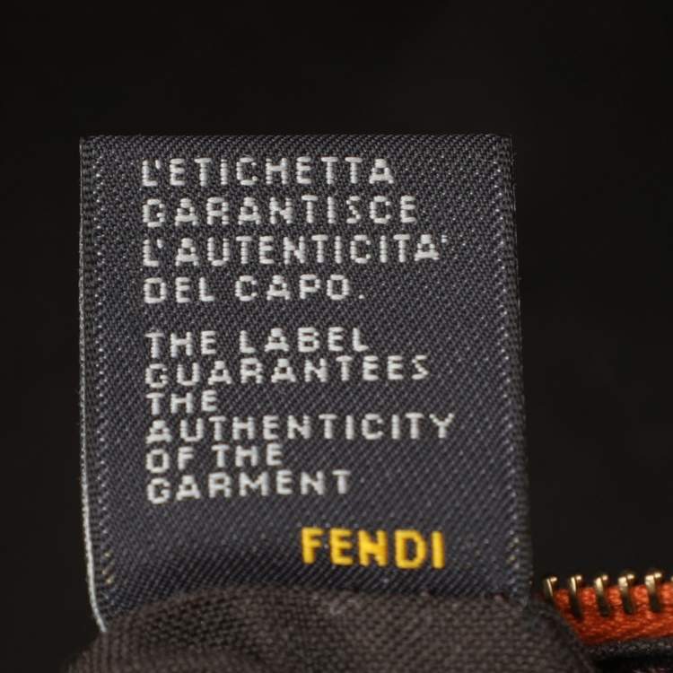 Pre Owned Fendi Brown/RedZucca Canvas and Nubuck Small Studded Chef De Jour Bag
