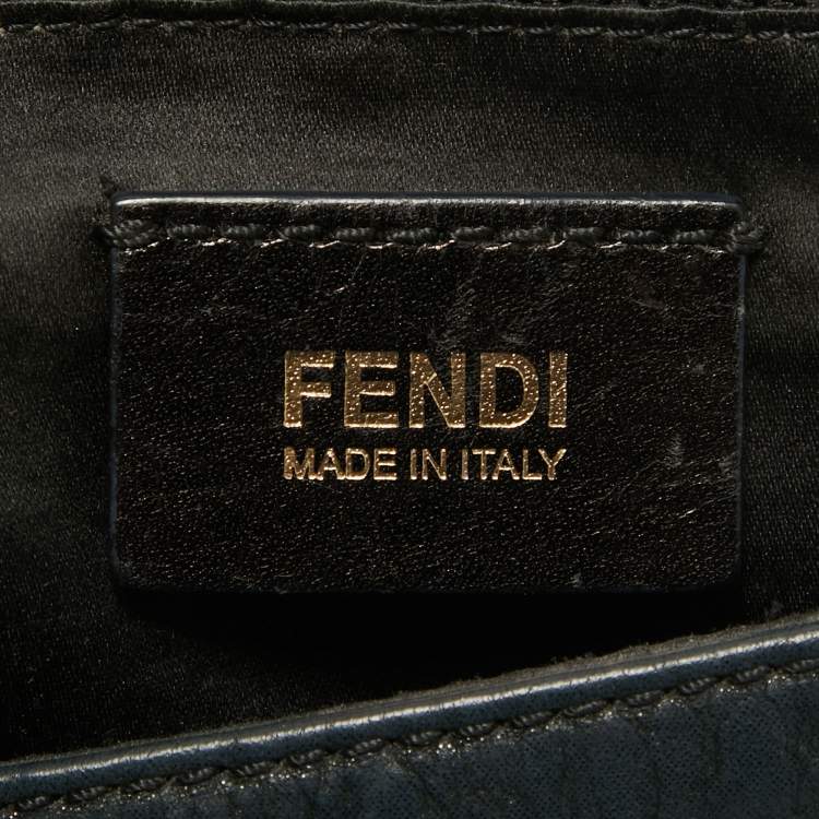 Pre Owned Fendi Black Iridescent Leather Large Mamma Forever Flap Shoulder Bag