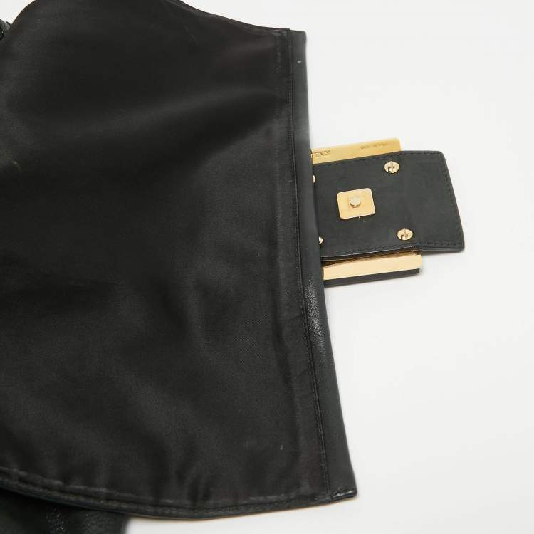 Pre Owned Fendi Black Iridescent Leather Large Mamma Forever Flap Shoulder Bag