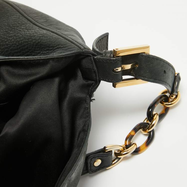 Pre Owned Fendi Black Iridescent Leather Large Mamma Forever Flap Shoulder Bag